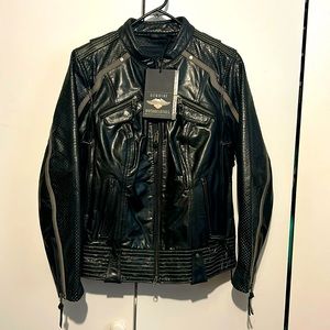 Genuine Harley Davidson hairpin leather riding jacket w/ vents & stretch…